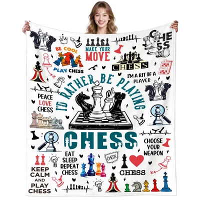 Chess Lovers Words Pattern Blanket: I'd Rather Be Playing Design