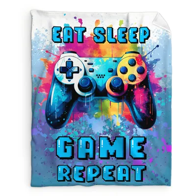 Eat Sleep Game Repeat Blanket No. 2