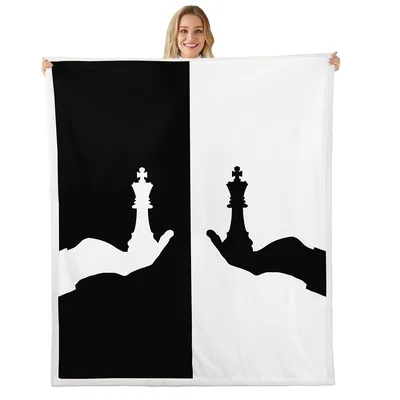 Chess Pieces Black Blanket: Bold Silhouette Design for Strategy Lovers