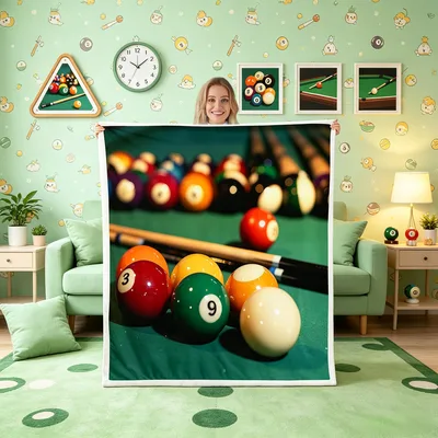 Billiard Balls on Table Blanket: Pool Game Throw for Enthusiasts