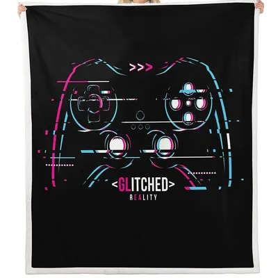 Glitched Reality Gamepad Design Blanket for Digital Enthusiasts