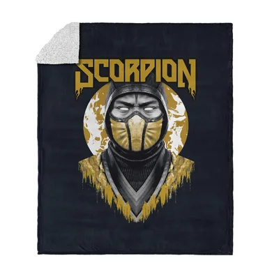 Masked Ninja Warrior Portrait Blanket: Scorpion Graphic Design