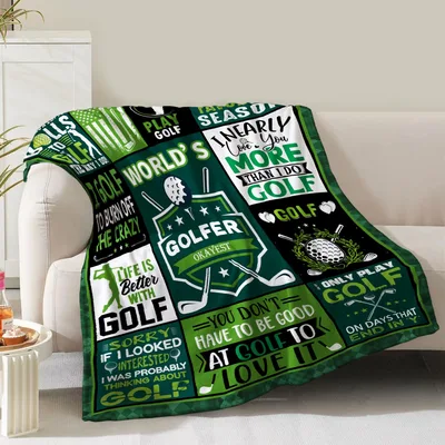 Golfer Gift Blanket: World's Okayest Golfer Patchwork Design for Fans