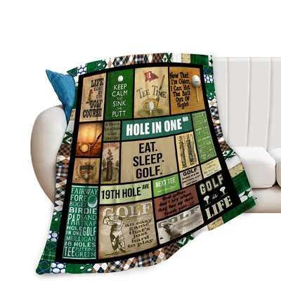 Golf Lover Vintage Blanket: A Collage of Golf Phrases and Classics