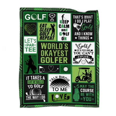 Golf Humor Quotes Blanket: World's Okayest Golfer Design