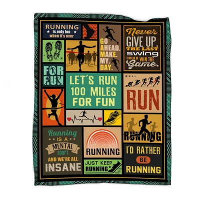 Running Quotes Collage Blanket for Athletes Who Love to Run