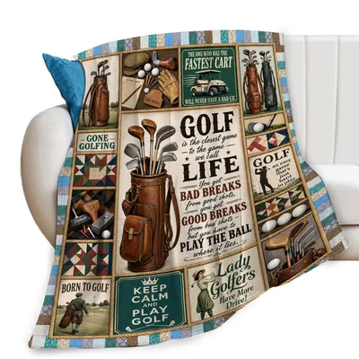 Golf Vintage Sports Blanket: Quilt-Style Design for True Fans