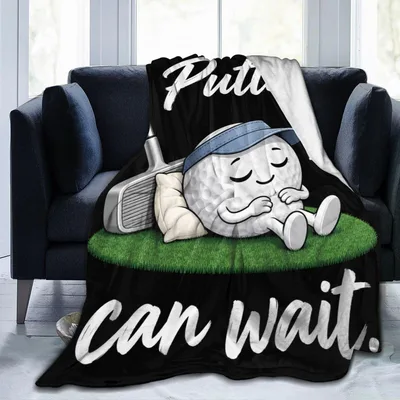 Sleepy Golf Ball Golf Blanket featuring a napping character