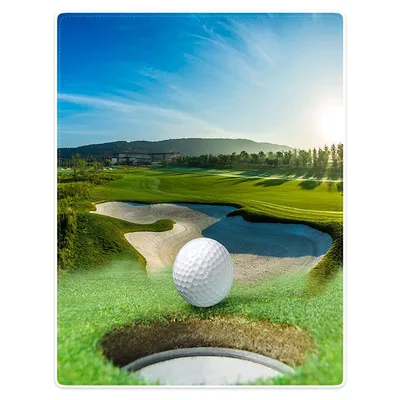 Golf Course Landscape Blanket: A Scenic View of the Fairway and Bunker