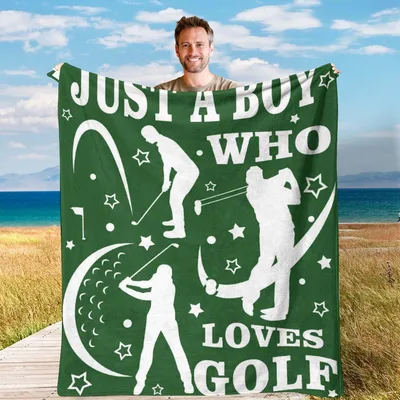 Golf Boy Silhouette Blanket: Just a Boy Who Loves Golf Design