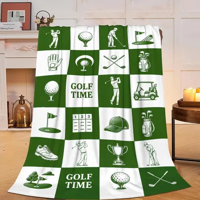 Golf Icons Pattern Blanket: Golf Time Checkered Design for Players