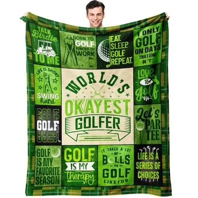 Golf Lover Funny Quotes Blanket: World's Okayest Golfer Design