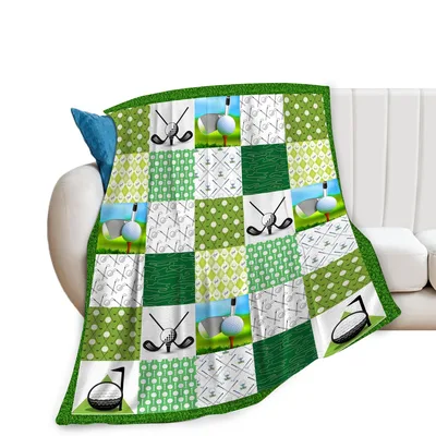 Golf Ball Patchwork Blanket featuring a quilt-style grid of golf clubs