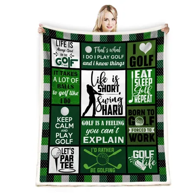 Golf Quotes Patchwork Blanket features funny slogans