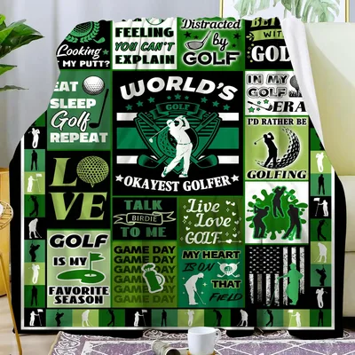 Golf Collage Pattern Blanket: Okayest Golfer Design
