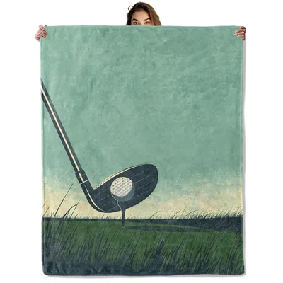 Golf Club and Ball Illustration Blanket: Vintage Golf Design