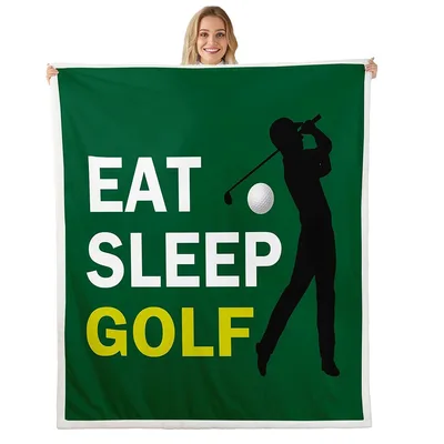 Golf Lover Golfer Silhouette Blanket: Eat Sleep Golf Design