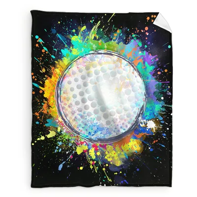 Golf Ball Splash Art Blanket: Vibrant Colorful Golf Design