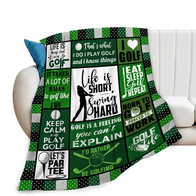 Golf Quotes Green Pattern Blanket: Life is Short, Swing Hard Design