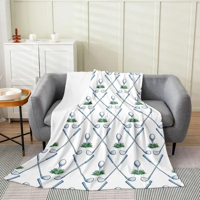 Golf Clubs and Balls Pattern Blanket for Enthusiasts