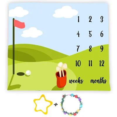 Golf Course Milestone Design Blanket for Baby Growth Tracking