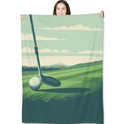 Golf Course Landscape Illustration Blanket