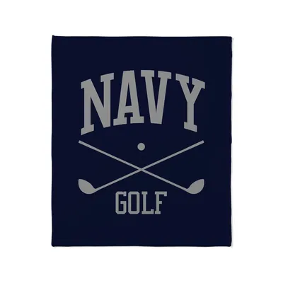 Crossed Golf Clubs Emblem Blanket Navy Golf Design