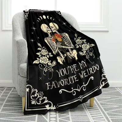 Skeleton Couple Blanket: You're My Favorite Weirdo Gothic Throw