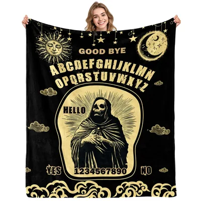 Ouija Board Blanket: Gothic Skeleton Design for Fortune Tellers
