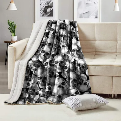 Skull Pile Blanket: Gothic Skull Pattern Throw for Dark Aesthetics