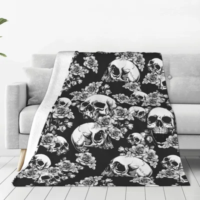 Skull and Rose Blanket: Gothic Skulls and Roses Pattern