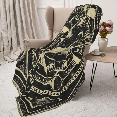 Moon Phases Astrology Blanket: Celestial Moon and Zodiac Print
