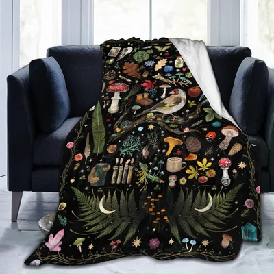 Dark Forest Mushrooms Blanket: A Cozy Collection of Woodland Wonders