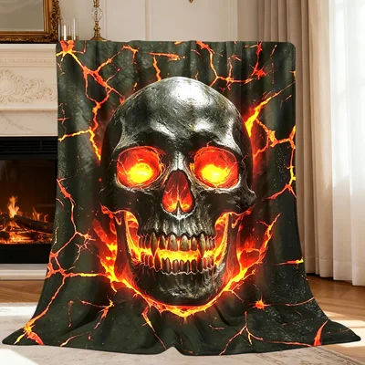 Flaming Skull Lava Blanket featuring a giant skull