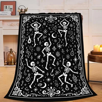 Dancing Skeletons Skull Design Blanket for Gothic Style Lovers
