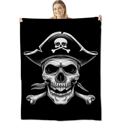 Pirate Skull Crossbones Blanket: Gothic Skeleton Design