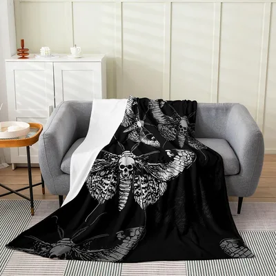 Death Moth Blanket: Gothic Skull Moth Design for Dark Aesthetics