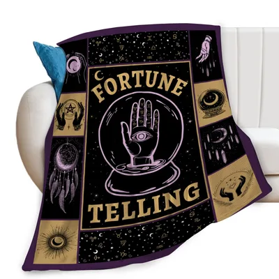Fortune Telling Celestial Blanket Mystical Hand and Stars Design