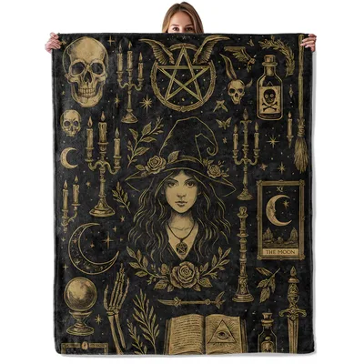 Witch Gothic Occult Blanket featuring a mystical witch