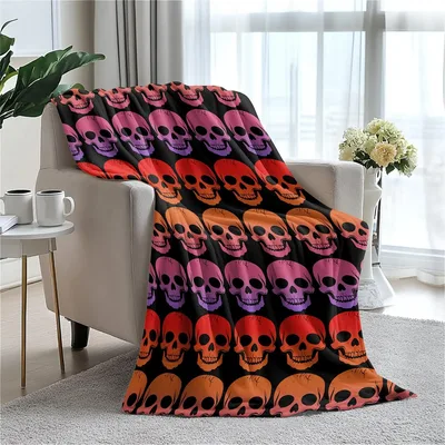 Colorful Skull Pattern Blanket: Gothic Gradient Skulls for Dark Decor