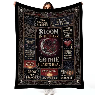 Gothic Rose Encouragement Blanket for Dark Aesthetic Lovers