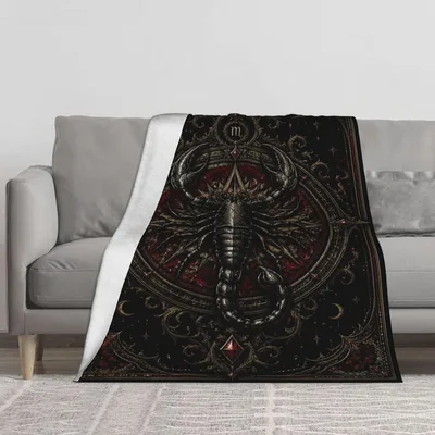 Gothic Scorpion Ornate Design Blanket featuring a dark zodiac scorpion