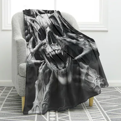Gothic Skull Design Blanket: Dark Art for Horror Lovers
