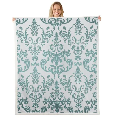 Teal Gothic Damask Pattern Blanket No. 2