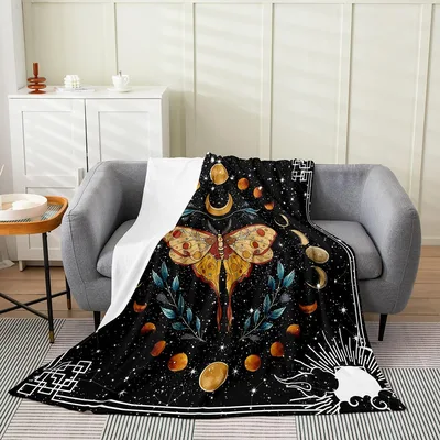 Gothic Moth Sun Blanket: Celestial Moth Design for Night Lovers