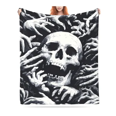 Skull Between Bony Hands Blanket No. 2