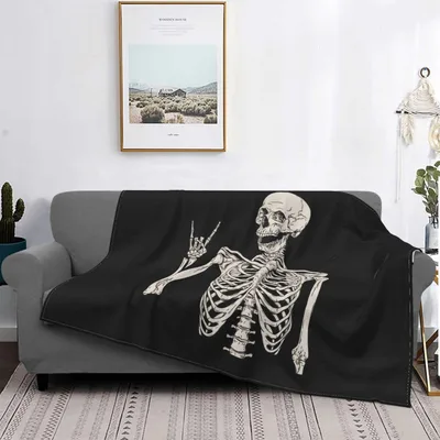Skeleton Sitting Pose Blanket: Rocking a Casual Skeleton Design