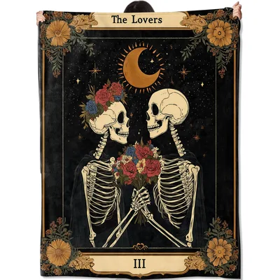 Lovers Tarot Skeleton Couple Blanket Gothic Romance Design