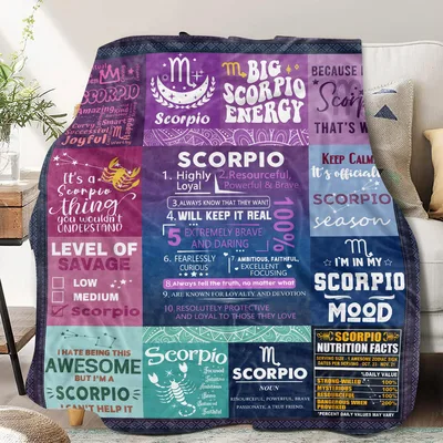 Scorpio Zodiac Facts Pattern Blanket for Astrology Enthusiasts