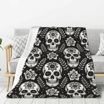 Sugar Skulls Pattern Blanket: Gothic Floral Skull Design